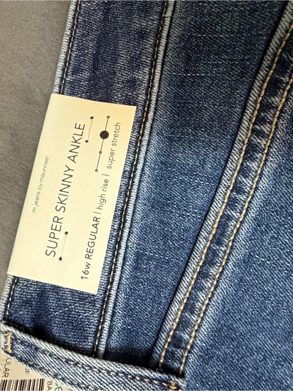 NWT Maurices Super Skinny Ankle Jeans 16W Regular High Rise Stretch - Picture 3 of 6